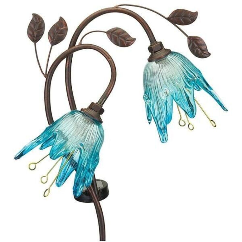 Regal Art & Gift 42" Solar Light Double Flower Stake - Blue #12513